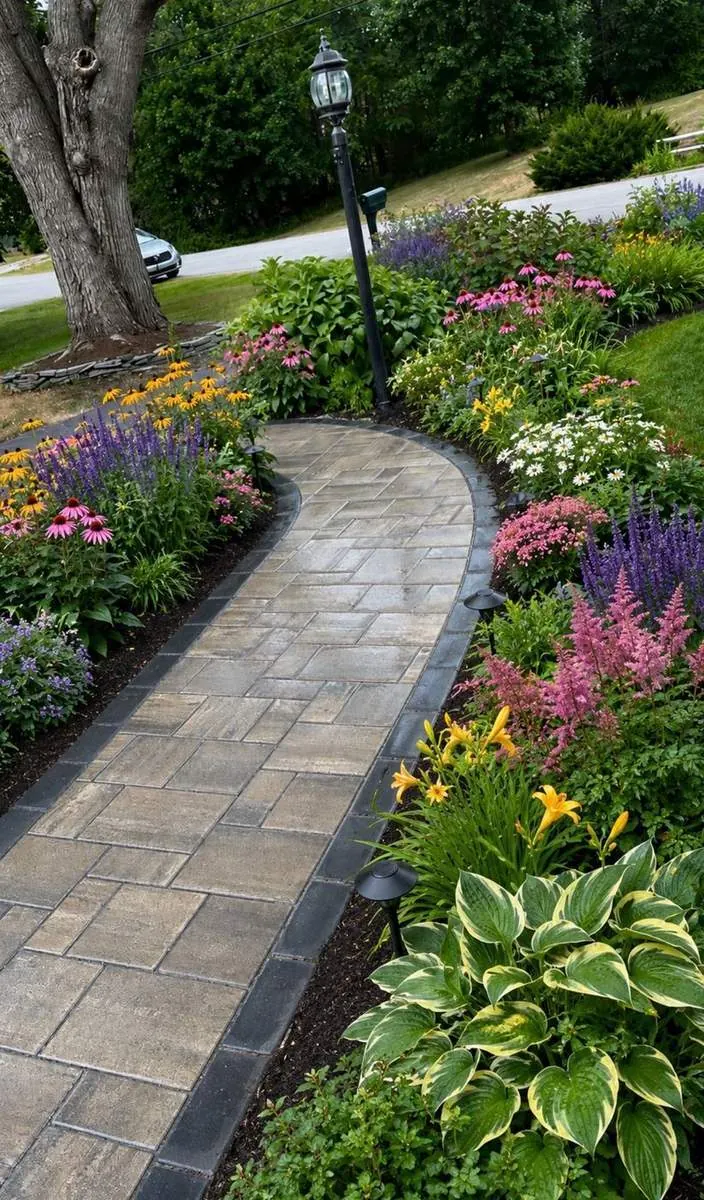 Natural stone walkway project detail - Up North Scapes NH