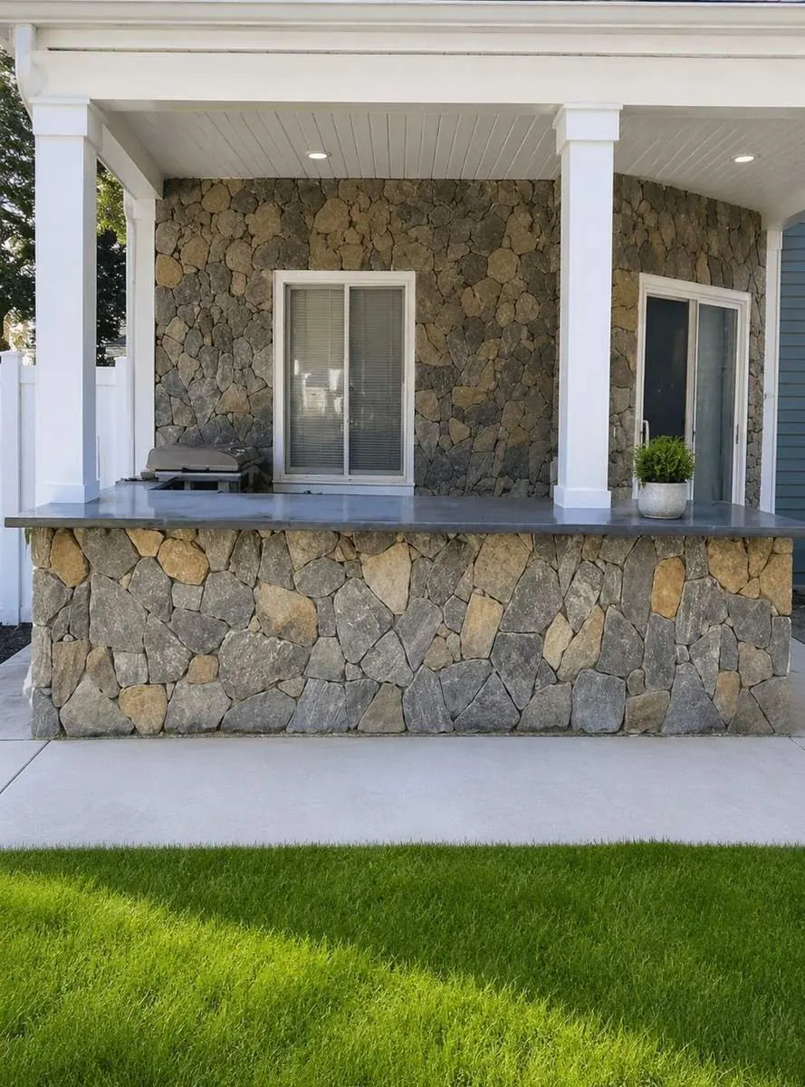 Retaining wall detail and cap work - NH hardscape contractor