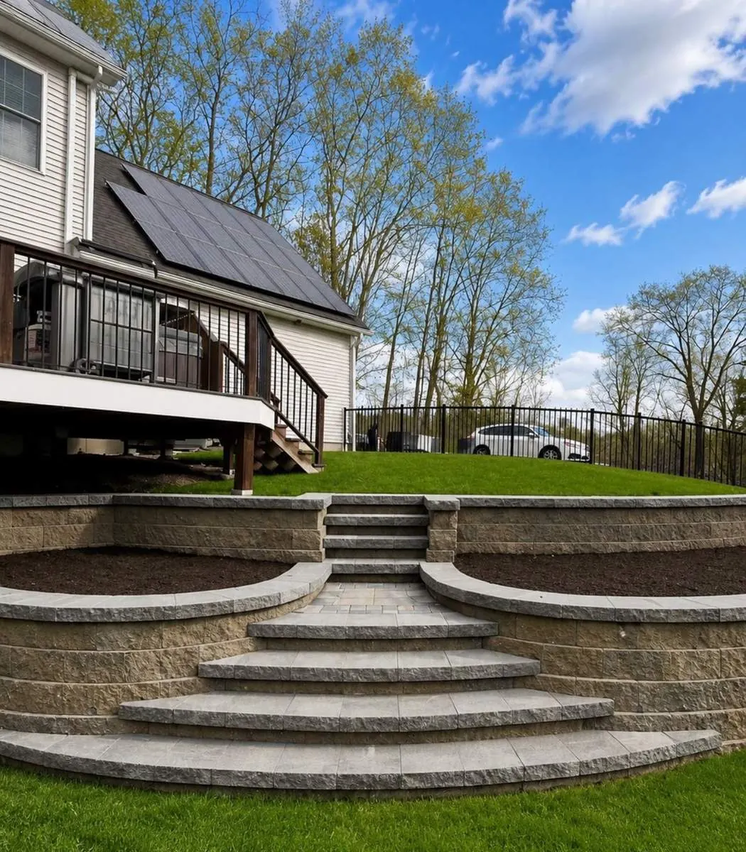 Tiered retaining wall system - New Hampshire